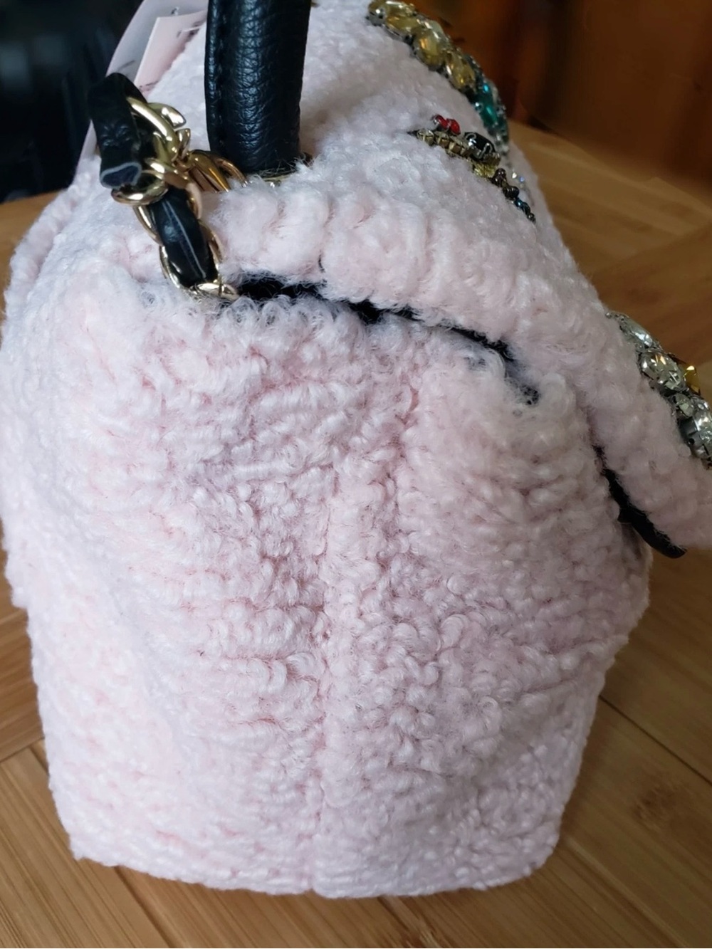 NWT BETSEY JOHNSON Adorable Flap XBody Curly Gurl Blush Purse - Picture 5 of 13
